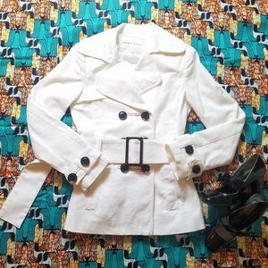 Zara Basic white double-breasted trench coat